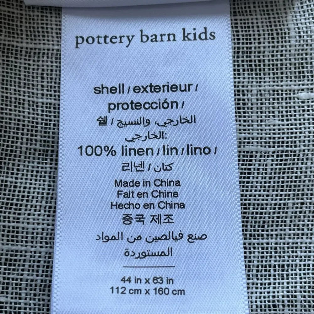 Pottery Barn Kids Sheer Panels (2) Ivory Tie Top 100% Linen Curtains 44